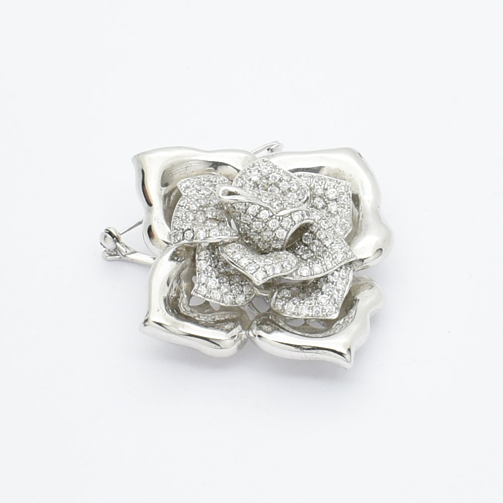 Sterling Silver Rose Flower Brooch.