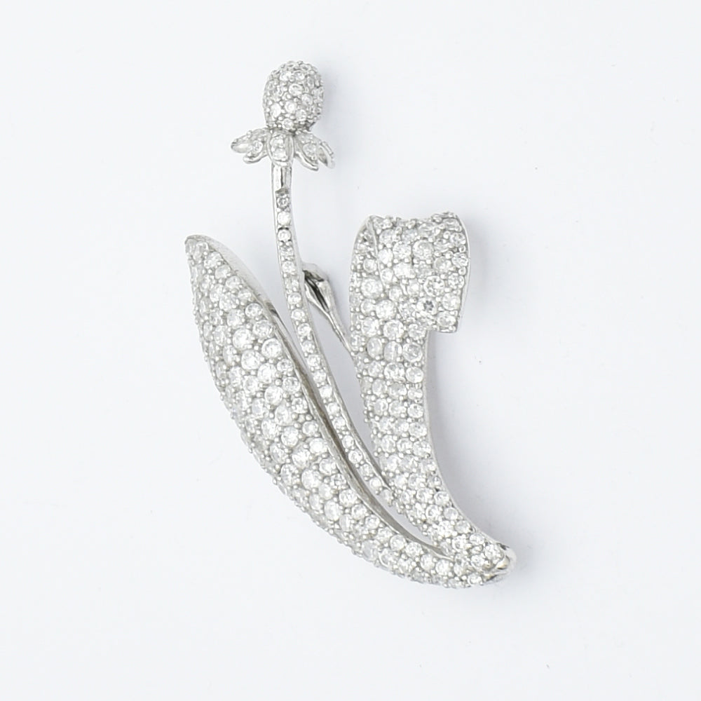 Large Sterling Silver Flower Brooch.