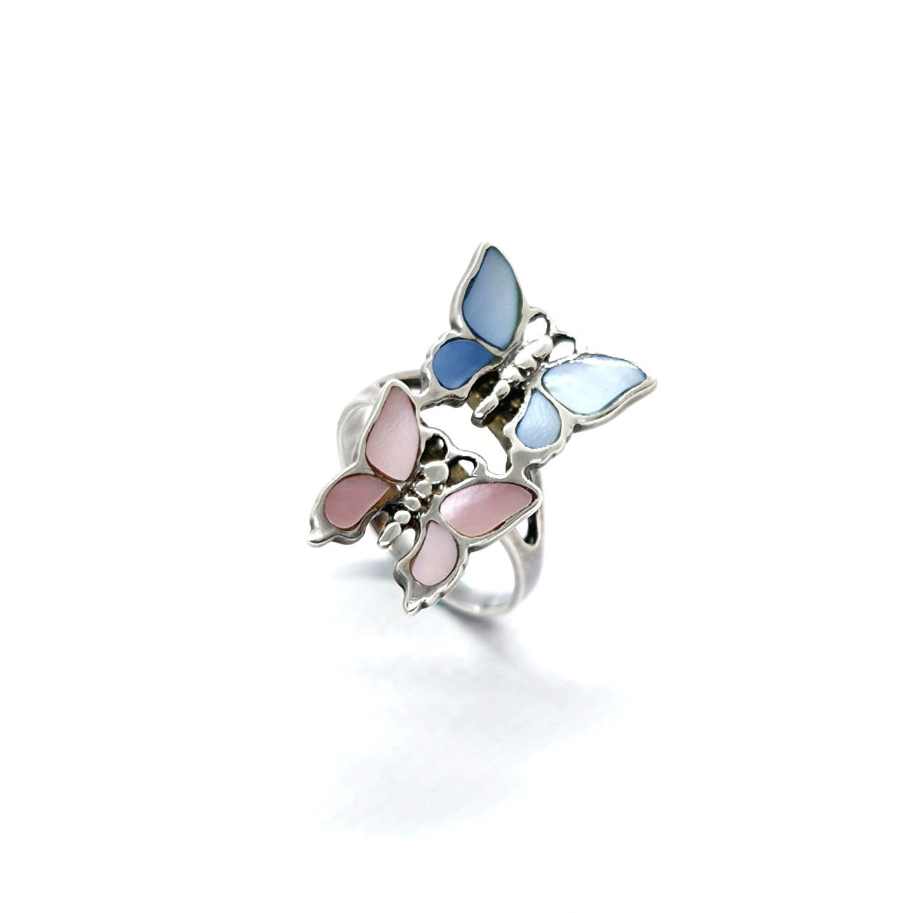 Sterling Silver With Mother Of Pearl Butterfly Ring