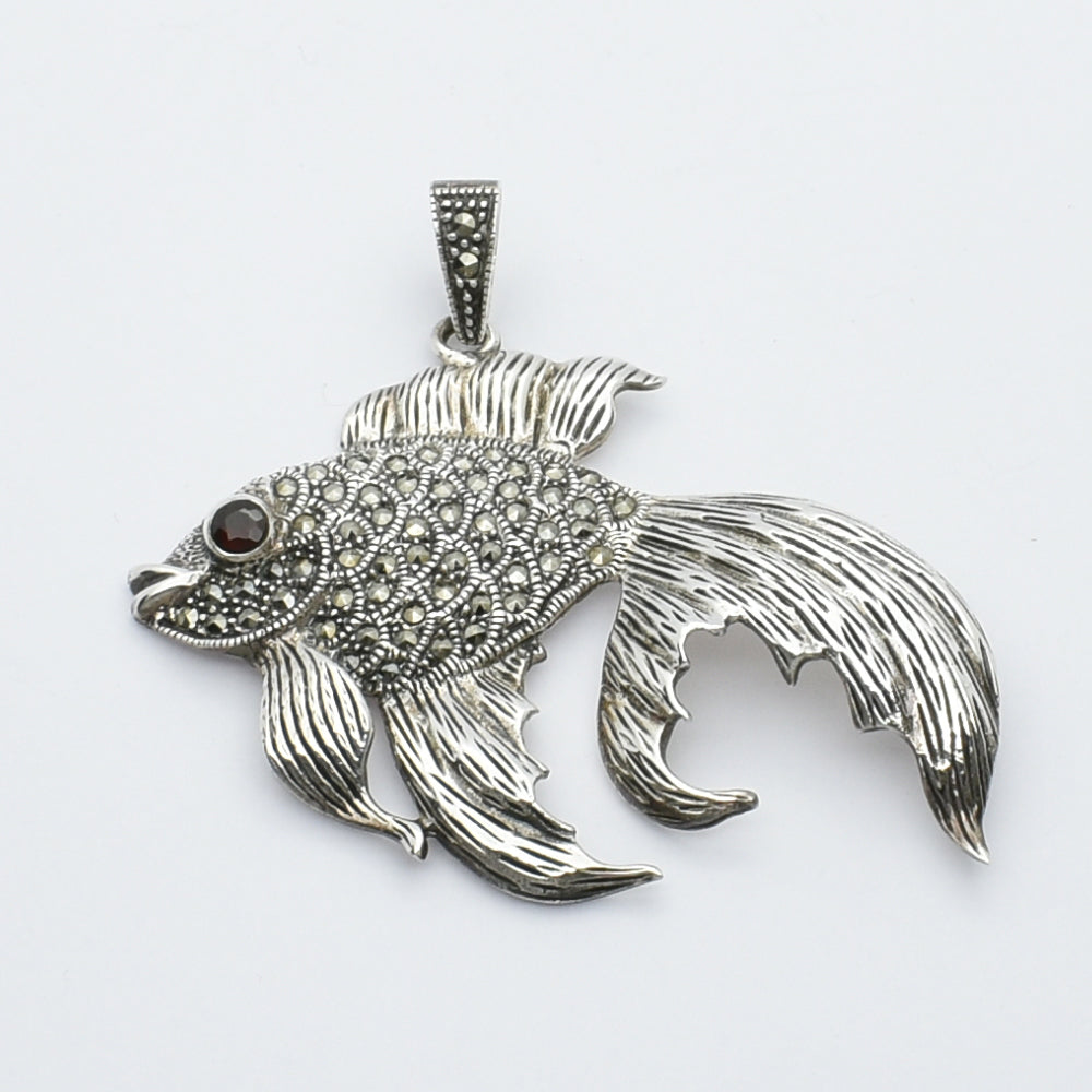 Sterling Silver Marcasite Goldfish Pendant