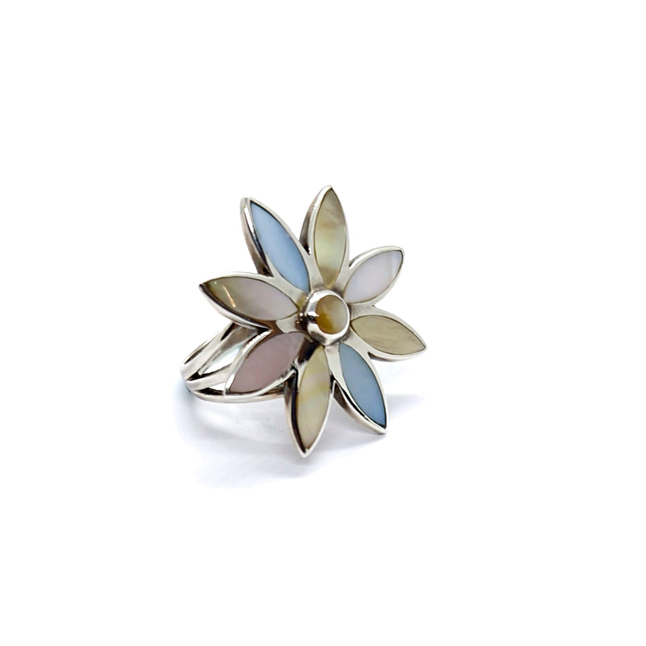 Sterling Silver Mother-of-Pearl Flower Ring