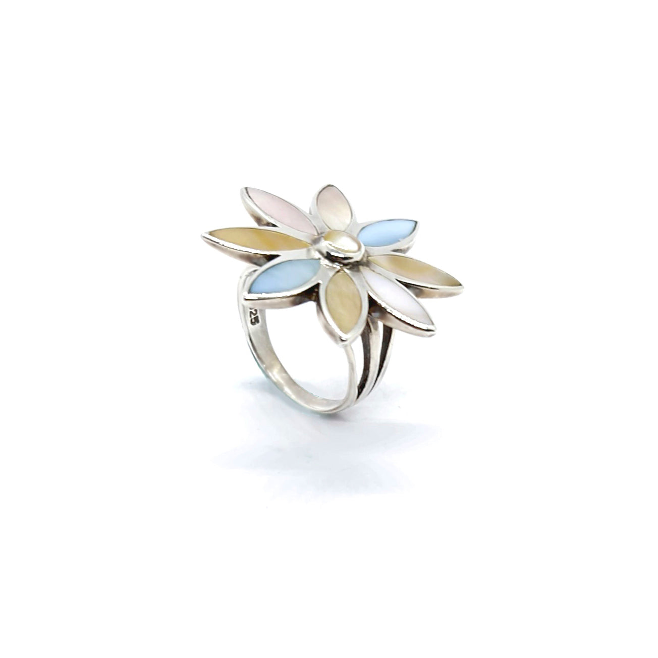 Sterling Silver Mother-of-Pearl Flower Ring