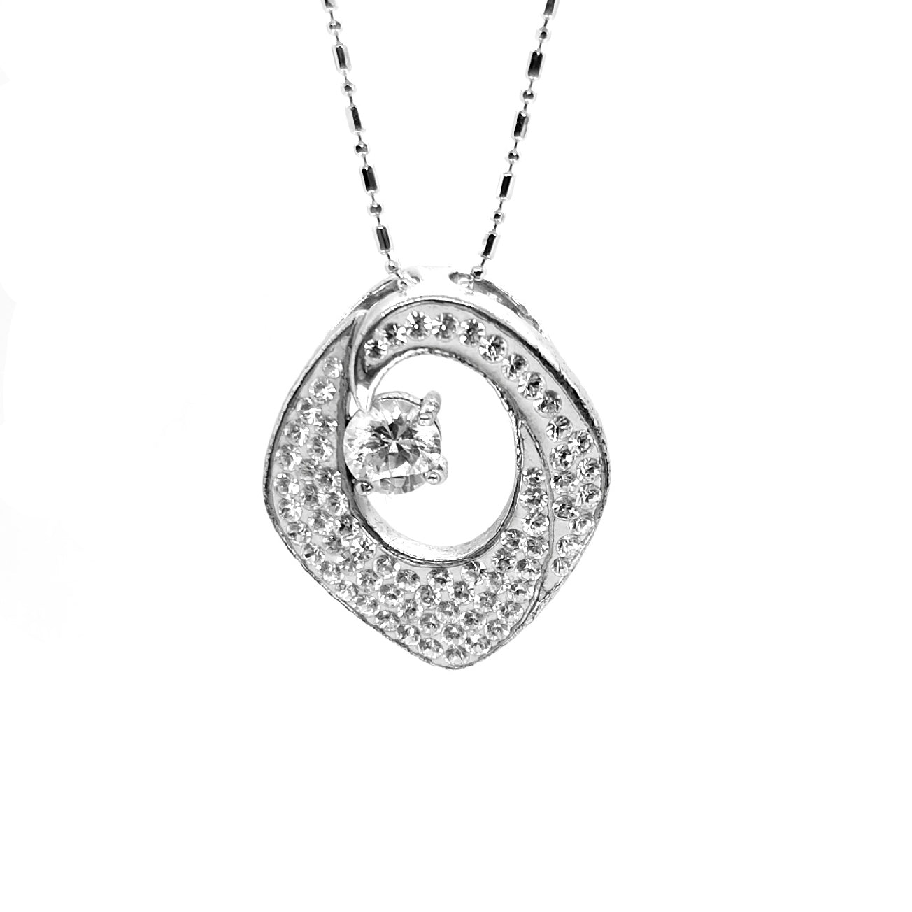 Sparkling Crystal Halo Pendant - Sterling Silver, White or Gold Finish