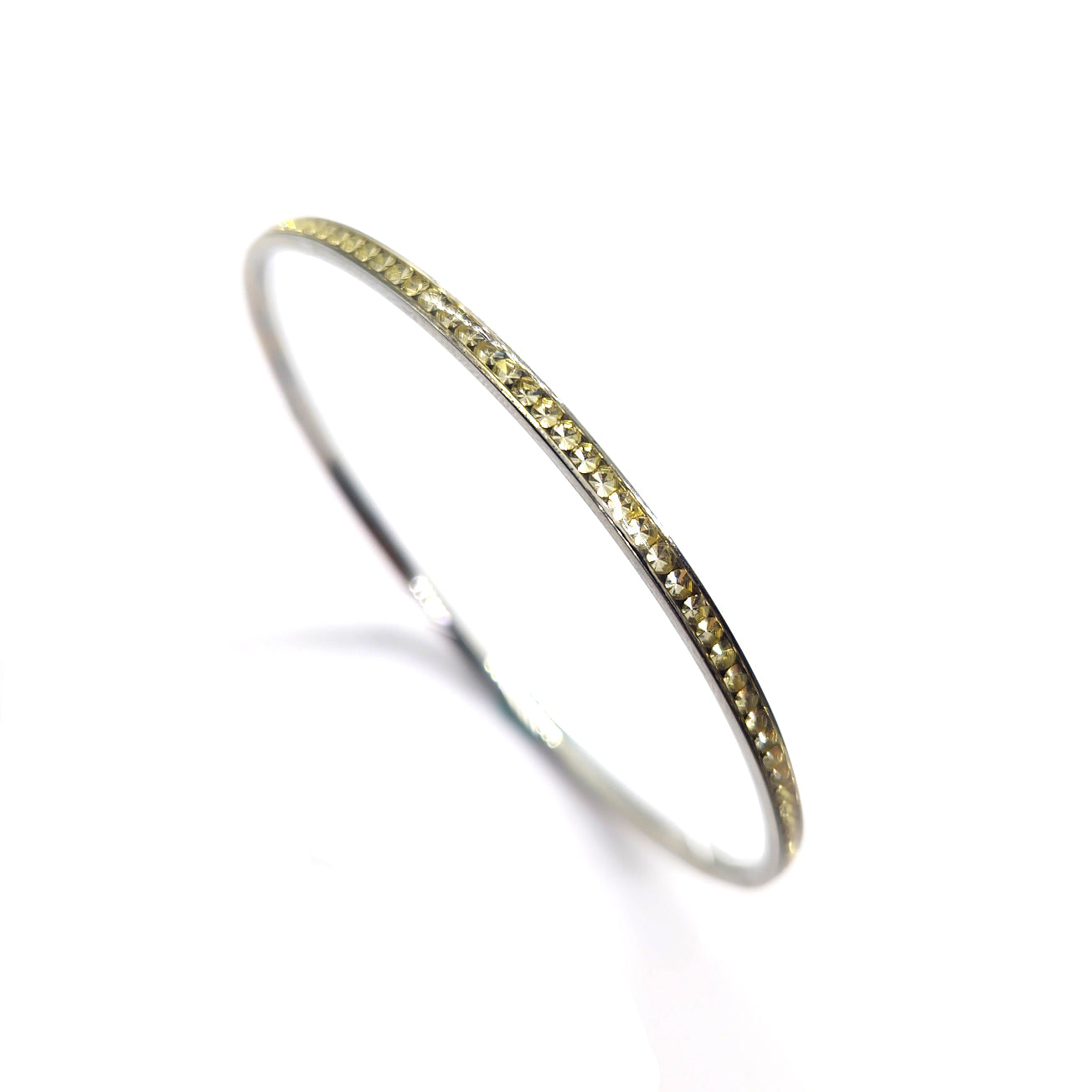 Slim Stainless Steel Bangle Bracelet with Crystals.