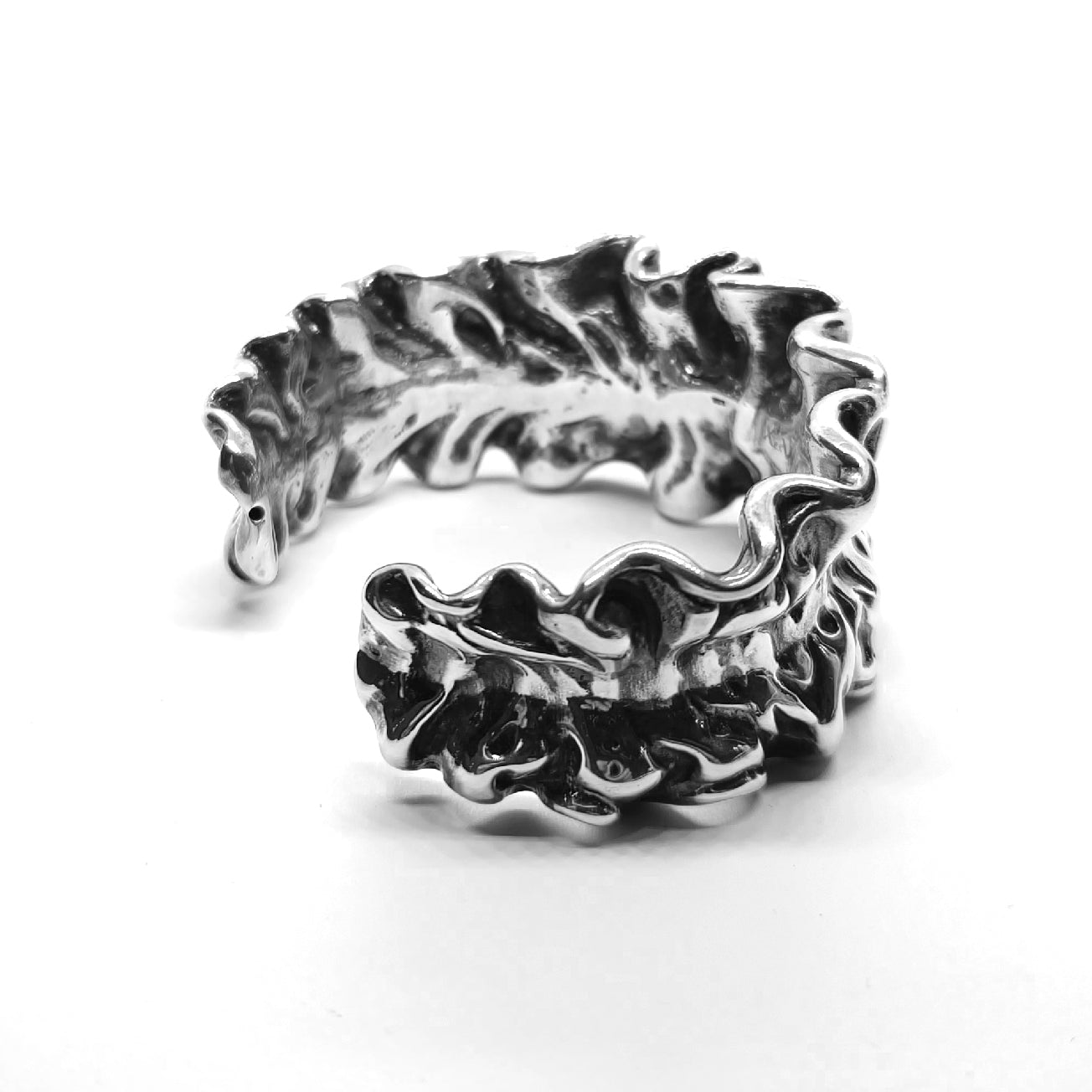Unique Sterling Silver Bold Crinkled Texture Cuff Bracelet