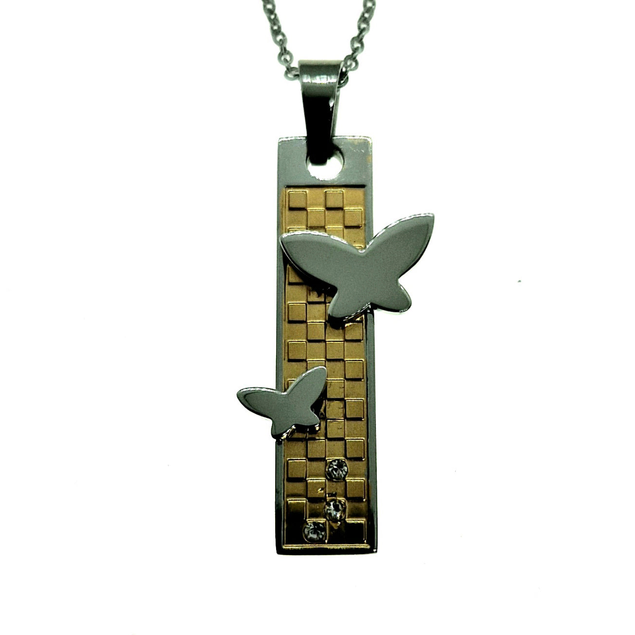 Two-Tone Butterfly Flight Stainless Steel Pendant
