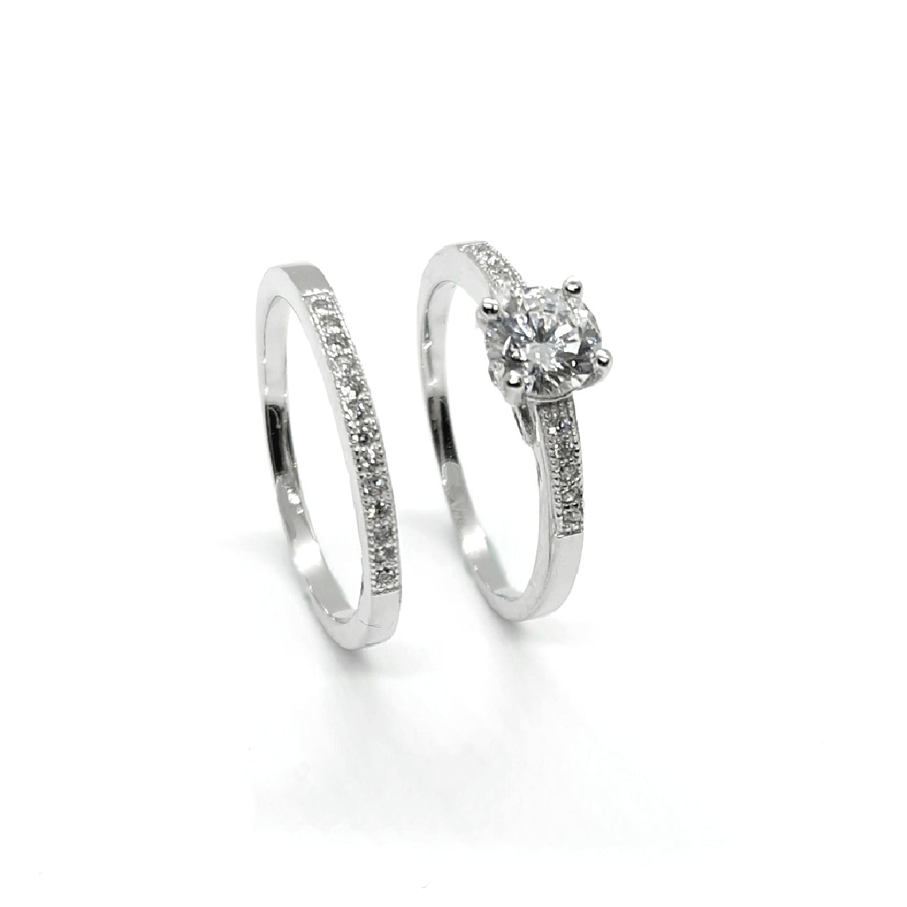 Elegant Sterling Silver Twin Ring Set