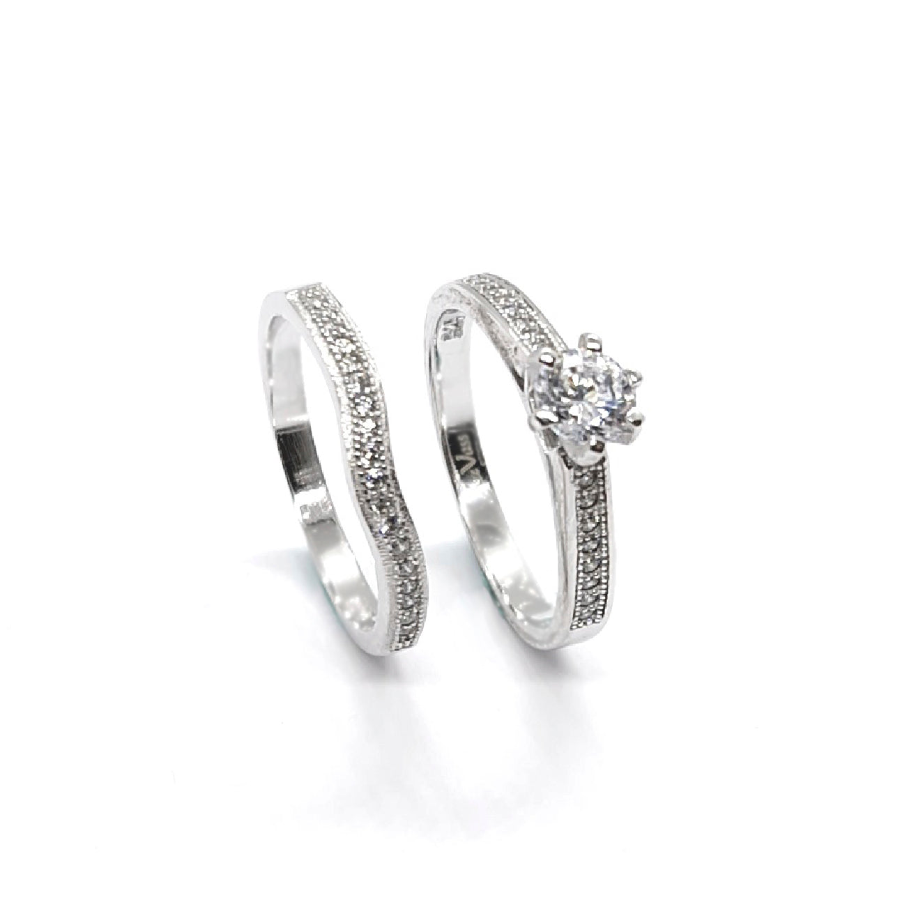 Classic Sterling Silver Cubic Zirconia Twin Ring Set