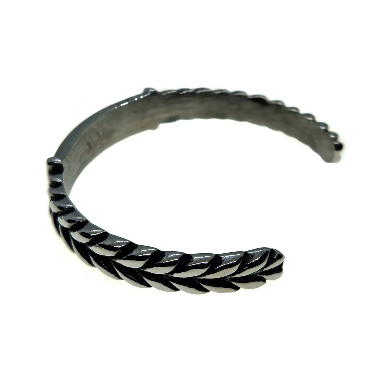 Men's Stainless Steel Braided Cuff Bracelet with ID Plate