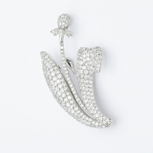 Large Sterling Silver Flower Brooch.