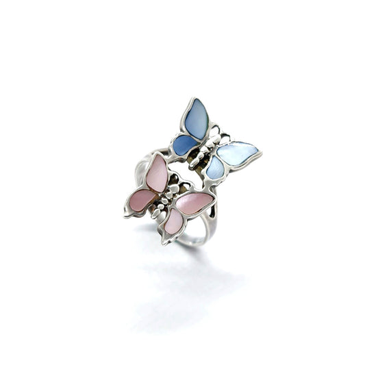 Sterling Silver With Mother Of Pearl Butterfly Ring