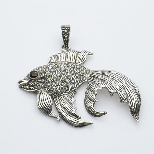 Sterling Silver Marcasite Goldfish Pendant