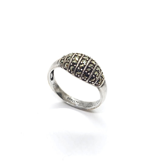 Vintage Silver Marcasite Domed Ring