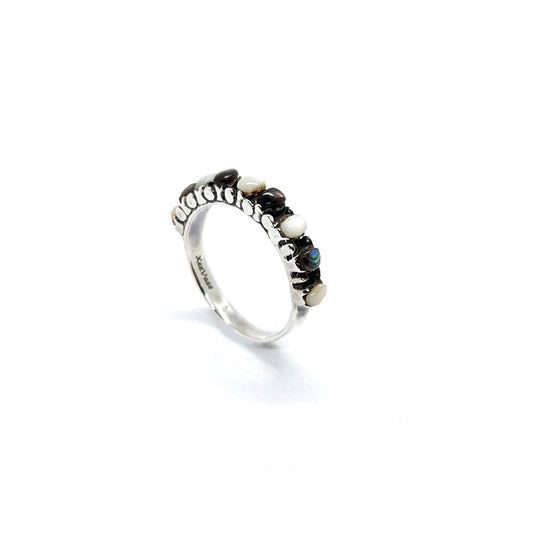 Sterling Silver Ring with Mother-of-Pearl & Abalone