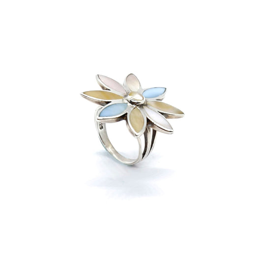 Sterling Silver Mother-of-Pearl Flower Ring