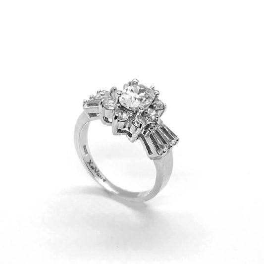 Blooming Radiance: Sterling Silver Floral CZ Ring