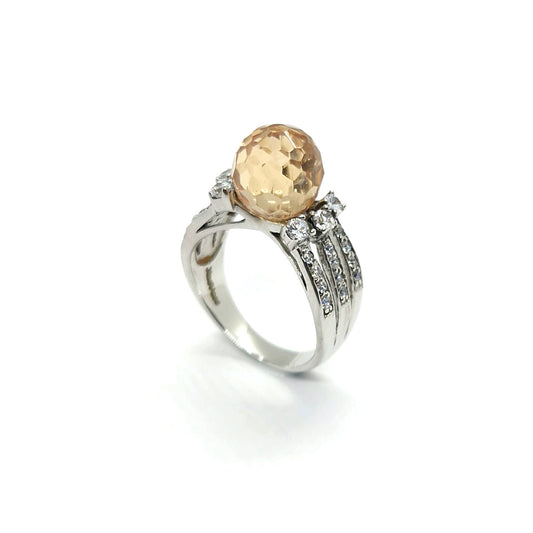 Golden Citrine Sterling Silver Statement Ring
