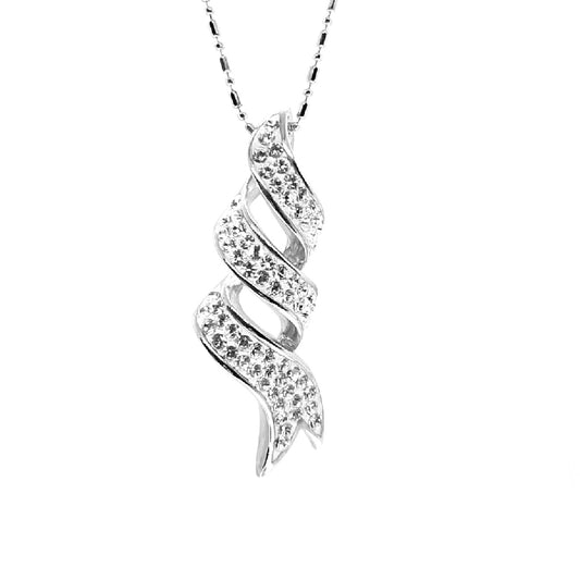 Sparkling Sterling Silver Swirl Pendant With Crystal Stones