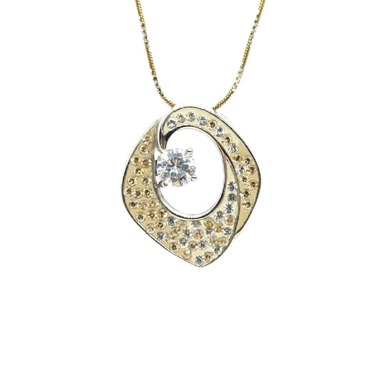 Sparkling Crystal Halo Pendant - Sterling Silver, White or Gold Finish