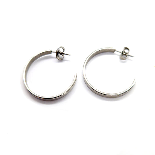 Classic Stainless Steel Half-Hoop Earrings