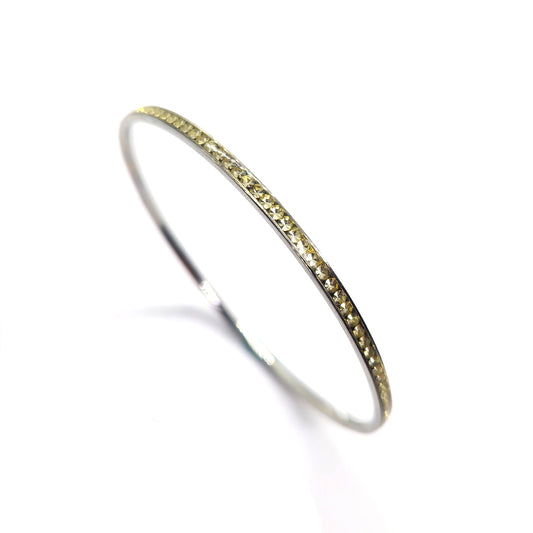 Slim Stainless Steel Bangle Bracelet with Crystals.
