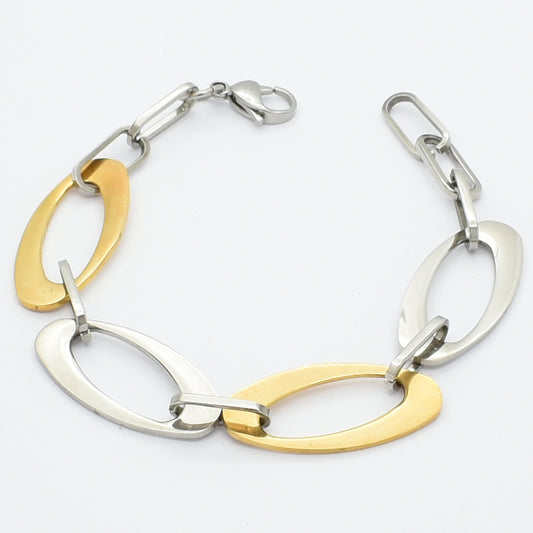 Stainless Steel Oval Link Bracelet with Gold PVD Coating.