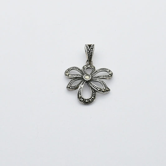Vintage Silver Marcasite Flower Pendant
