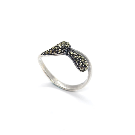 Vintage Silver Marcasite Knot Ring - Unique Design