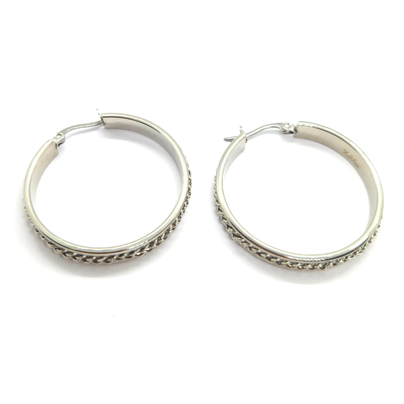 Chained Edge Stainless Steel Hoop Earrings