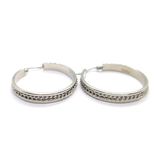 Chained Edge Stainless Steel Hoop Earrings