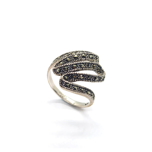 Coiled Vintage Marcasite Silver Wrap Ring