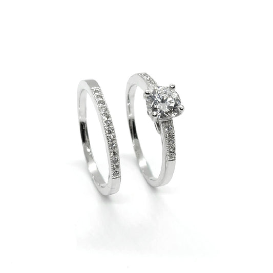 Elegant Sterling Silver Twin Ring Set