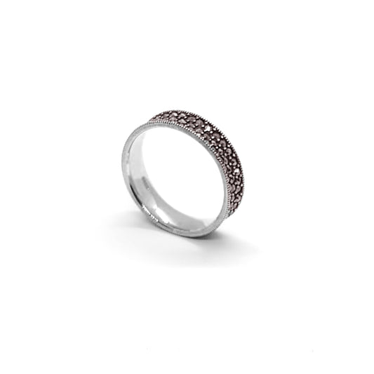 Vintage Silver Marcasite Band Ring - Stacking Ring