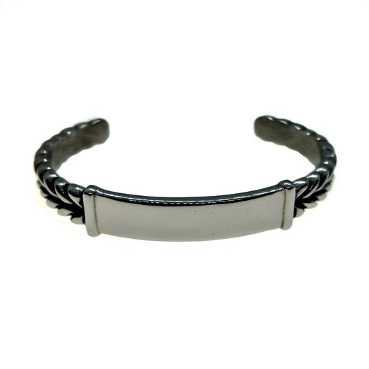 Men's Stainless Steel Braided Cuff Bracelet with ID Plate