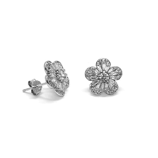 Baguette Blossom Sterling Silver Stud Earrings