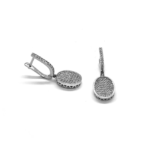 Dazzling Oval Sterling Silver Drop Earrings