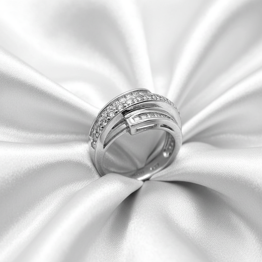 Bypass Ring - Soft Platinum Silk Background